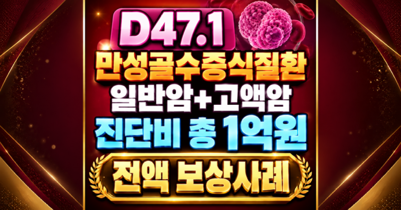 D47.1 만성골수증식질환 일반암 고액암 진단비 총 1억원 전액 보상사례.png